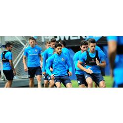 El plantel entrenó en el estadio, con el apoyo de las Peñas